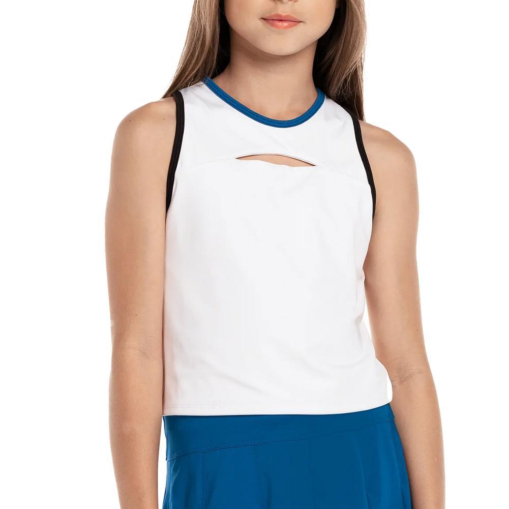 Girls' Play On Crop Tennis Tank White and Black Apparel Lucky In Love