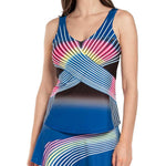 Women's Neon Lights Tennis Tank with Bra Electric Blue Apparel Lucky In Love