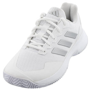 Women's GameCourt 2 Tennis Shoes Footwear White and Metallic Silver Footwear Adidas