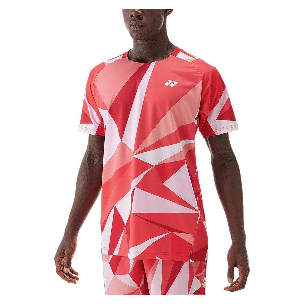 Men`s Pattern Tennis Top Red Apparel Yonex