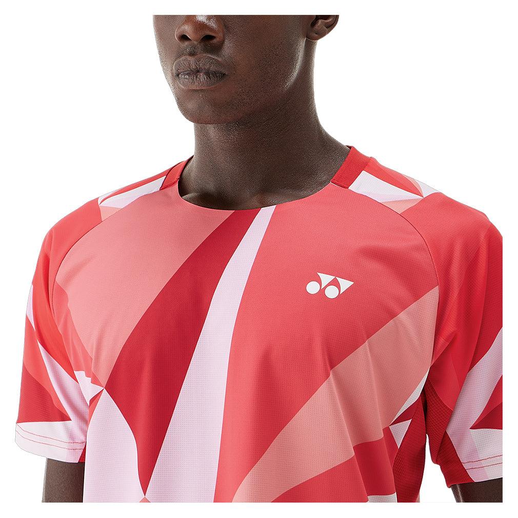 Men`s Pattern Tennis Top Red Apparel Yonex