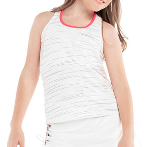 Girls' Palm Line Layer Tennis Tank White Apparel Lucky In Love