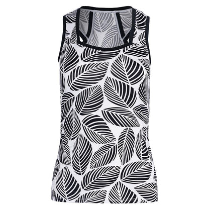 Women's Rumary Tennis Tank Botanical Leaves Apparel Tail