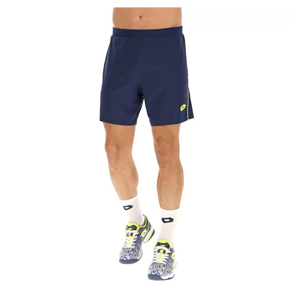 Men's Superrapida V Pickleball Short Dark Denim and Acid Yellow Apparel Lotto