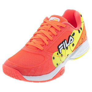 Women`s Volley Zone Pickleball Shoes Fiery Coral and White Footwear Fila