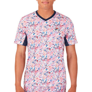 Men's Solar Power Printed V-Neck Tennis Crew Splash Power and Fila Navy Apparel Fila