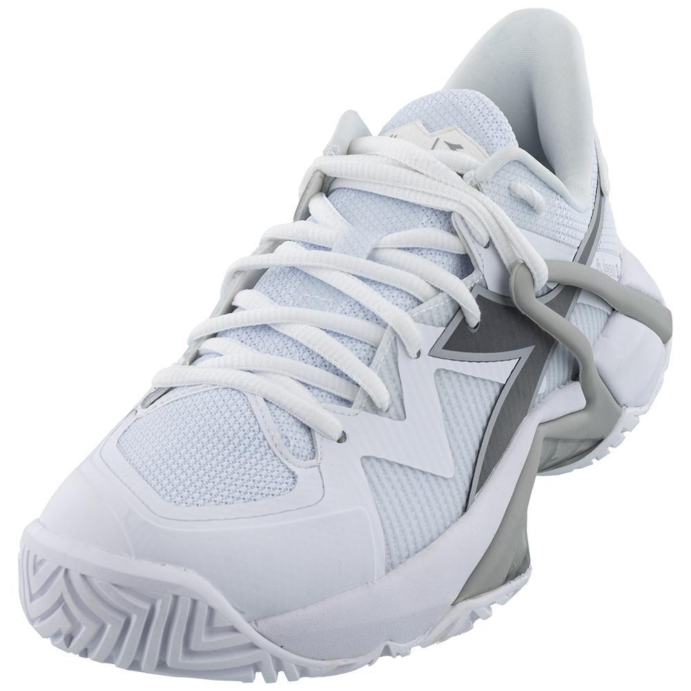 Women's B.Icon 2 AG Tennis Shoes White and Silver Footwear Diadora