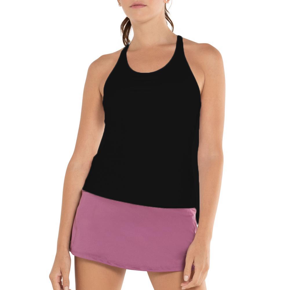 Women's Rib Tennis Tank with Bra Black Apparel K-Swiss