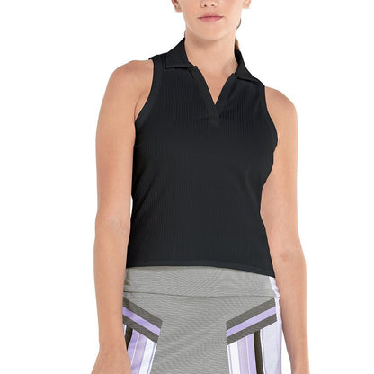 Women's Sleeveless Rib Tennis Polo Black Apparel K-Swiss