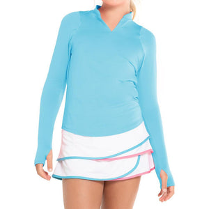 Girl's Mandarin Collar Tennis Long Sleeve Ocean Apparel Lucky In Love