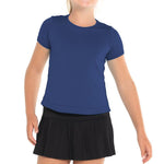 Girl's Dynamic High-Low Tennis Short Sleeve Navy Apparel Lucky In Love