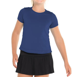 Girl's Dynamic High-Low Tennis Short Sleeve Navy Apparel Lucky In Love