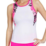 Women's Belissa Racerback Tennis Tank Tropical Palms Apparel Tail
