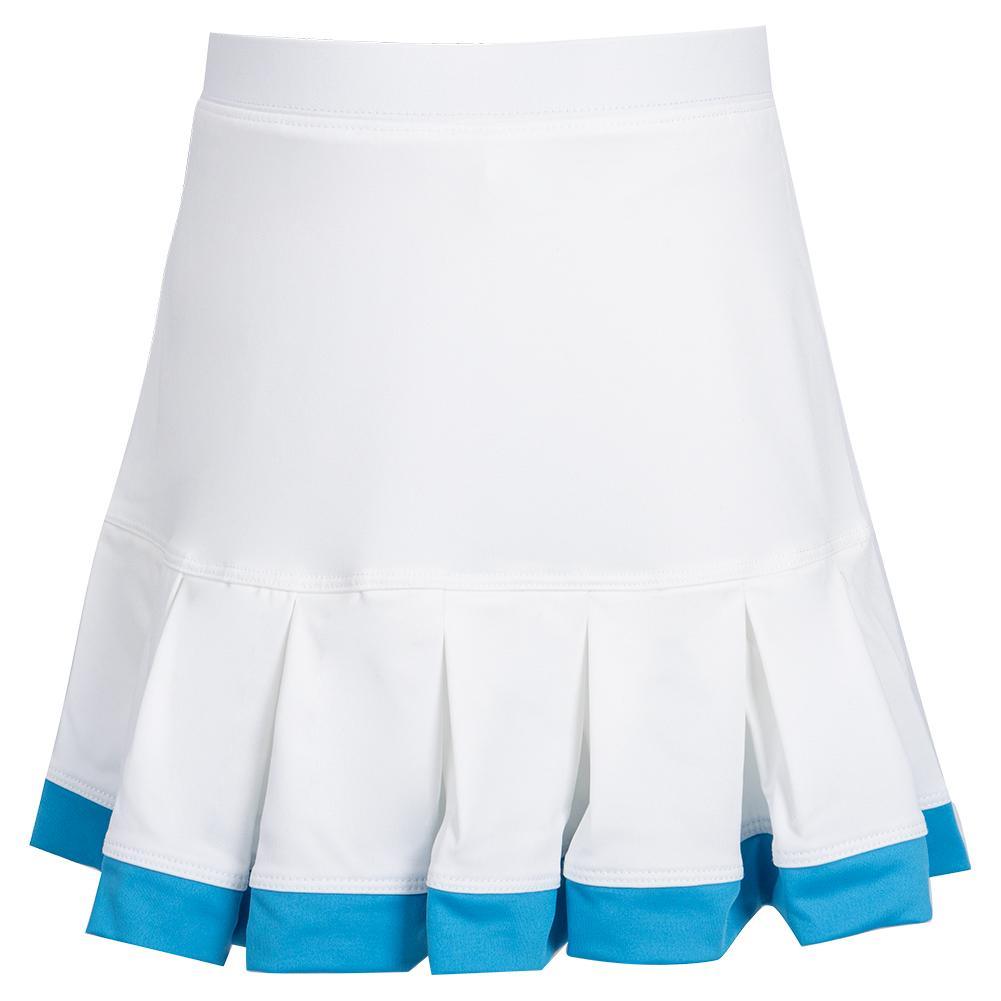 Girl's Pleat Tennis Skort with Trim White Apparel Little Miss Tennis