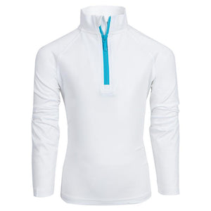 Girl's Half Zip Tennis Pullover White Apparel Little Miss Tennis
