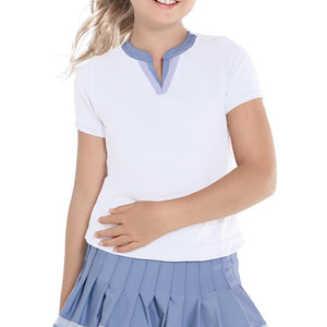 Girl's Double V Tennis Short Sleeve Apparel Lucky In Love