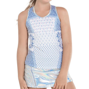 Girl's All In Ikat Tennis Tank White Apparel Lucky In Love