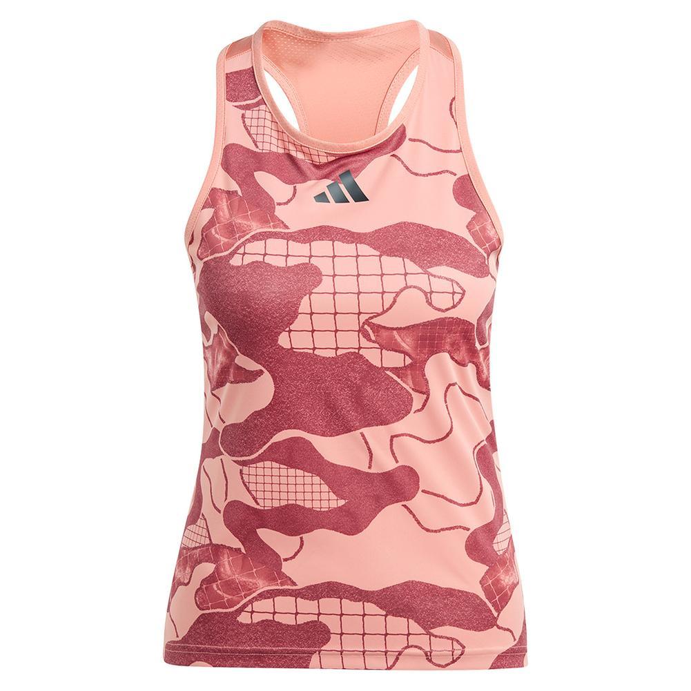 Women's Club Graphic Tennis Tank Wonder Clay and Legacy Red Adidas