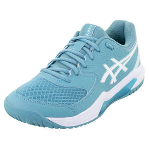 Women's Gel-Dedicate 8 Tennis Shoes Gris Blue and White Footwear Asics