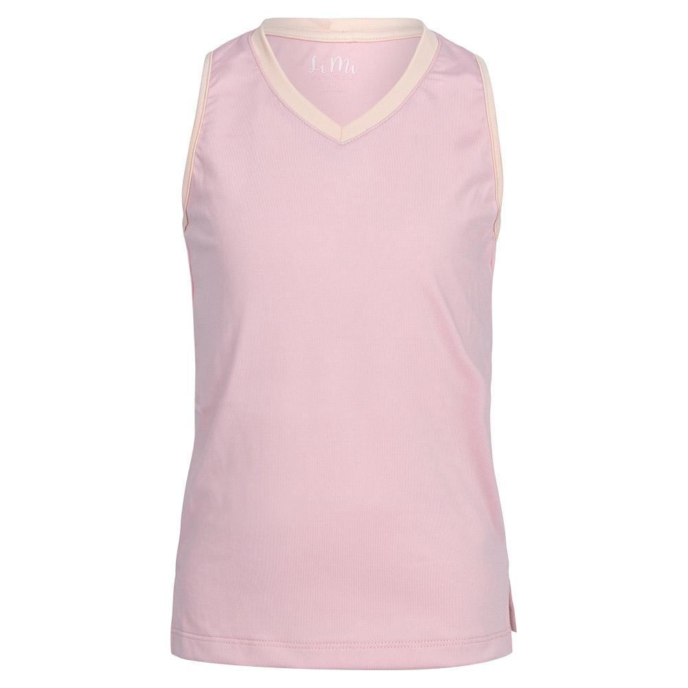 Girl's V-Neck Tennis Tank Pink and Orange Apparel Little Miss Tennis