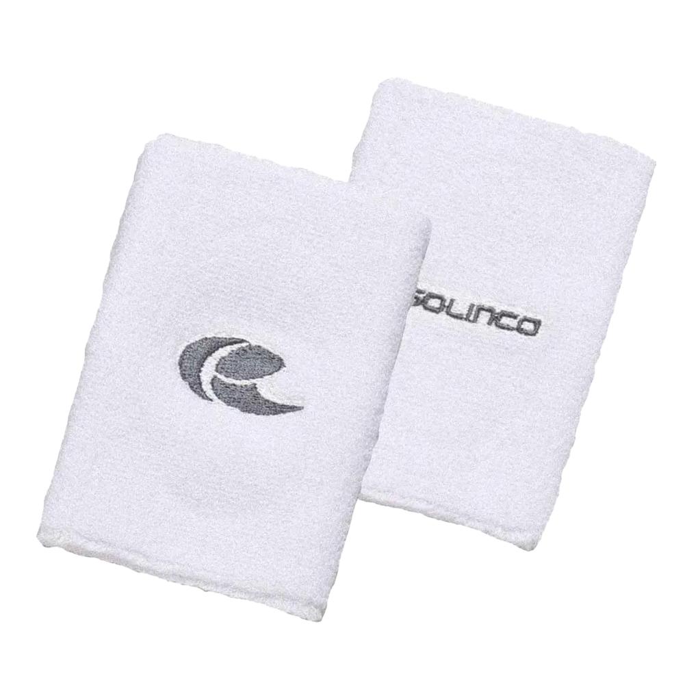 Double-Wide Wrist Band White and Gray Solinco