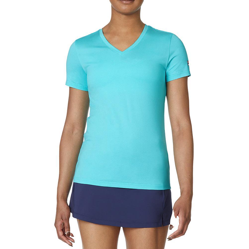 Women`s Short Sleeve V-Neck Pickleball Top Apparel Fila