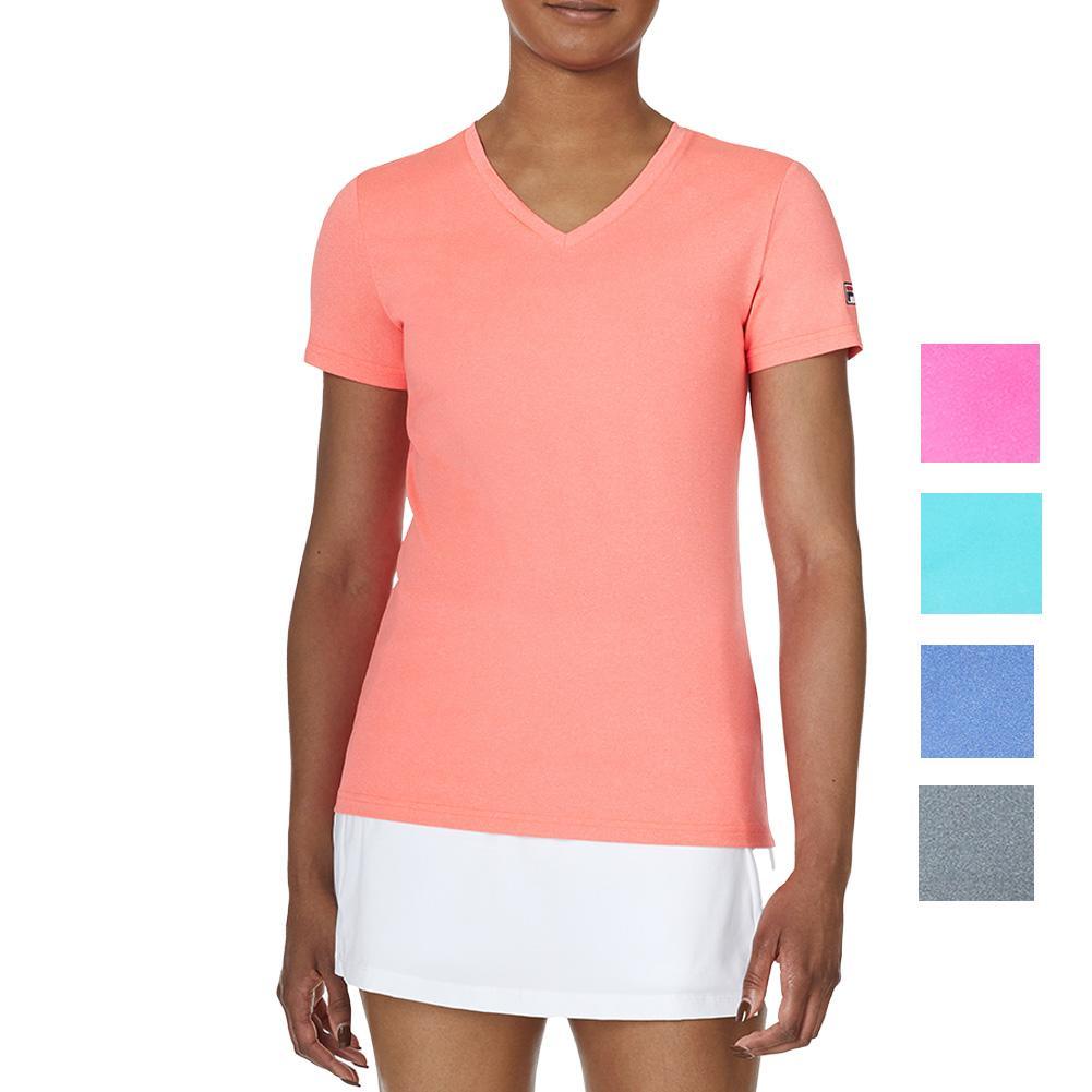 Women`s Short Sleeve V-Neck Pickleball Top Apparel Fila