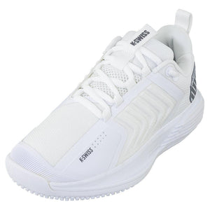 Women's Ultrashot 3 Grass Tennis Shoes White and Steel Gray Footwear K-Swiss