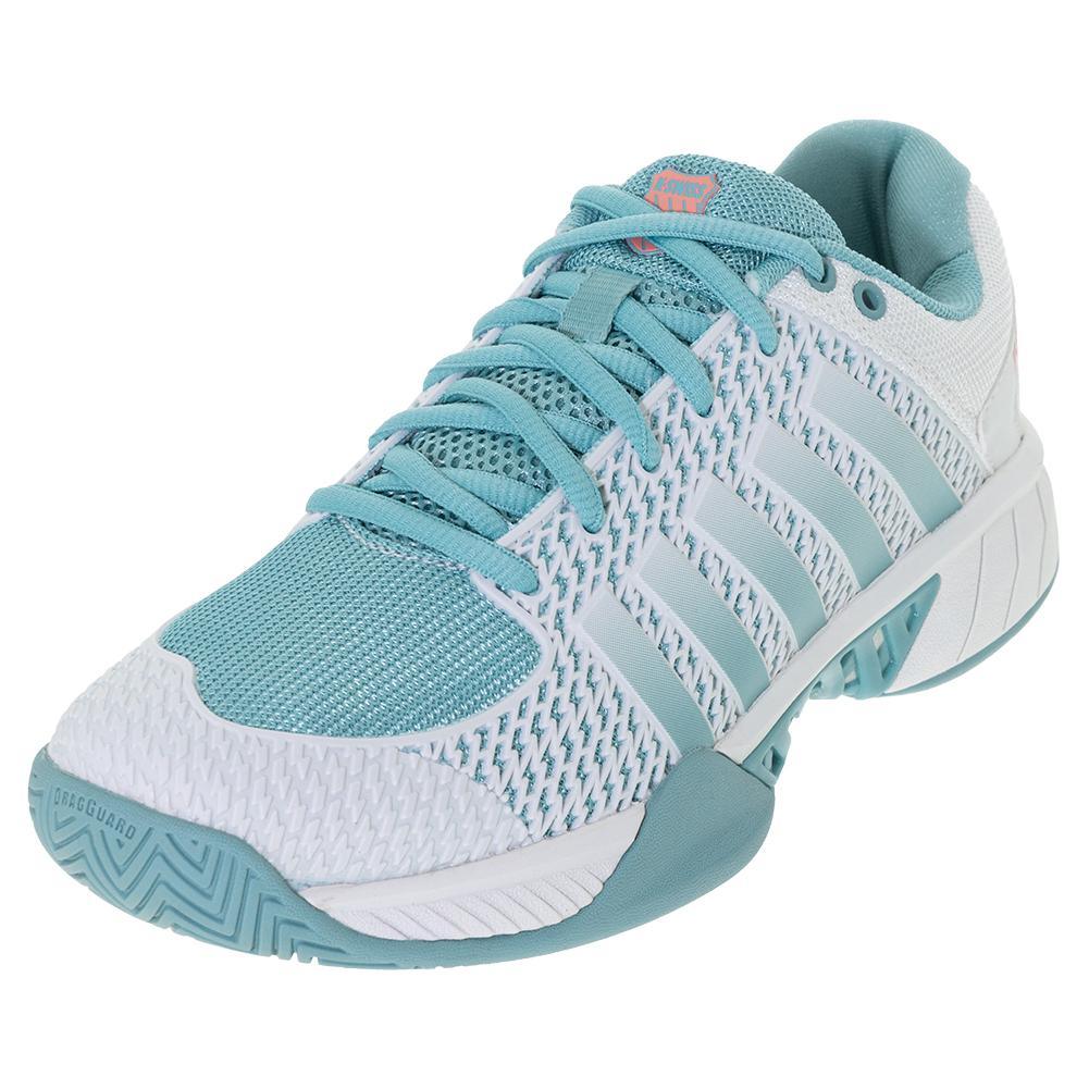 Women's Express Light Pickleball Shoes Blanc de Blanc and Nile Blue Footwear K-Swiss