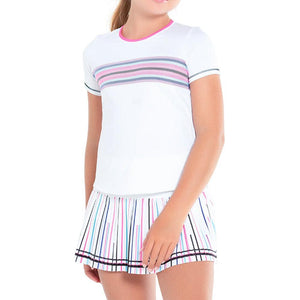Girl's Prep In My Step Tennis Short Sleeve White Apparel Lucky In Love