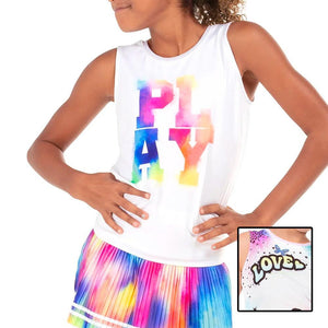 Girl's Tie Back Tennis Tank Apparel Lucky In Love