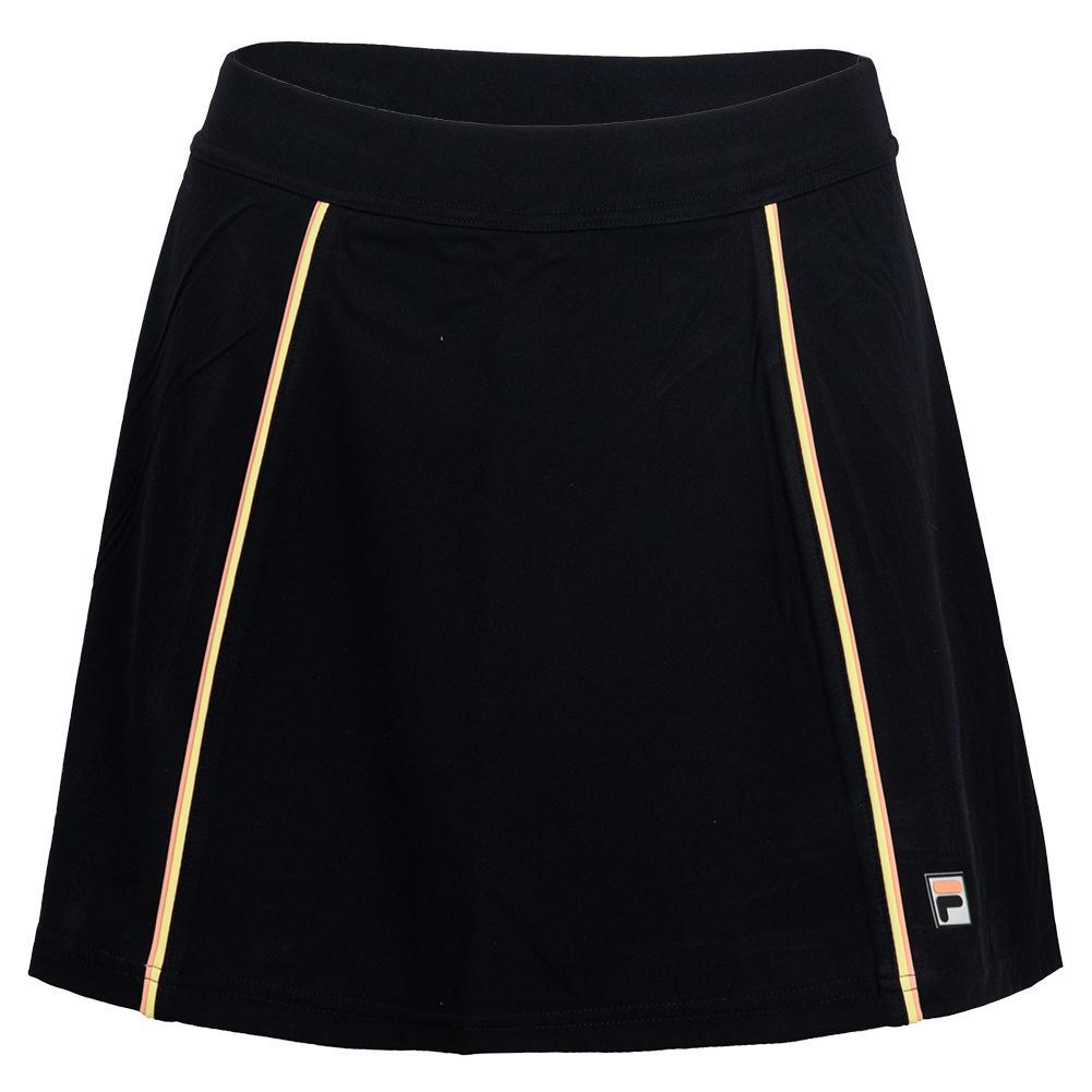 Womens Backspin ALine Tennis Skort Black and Peach Pink Apparel Fila