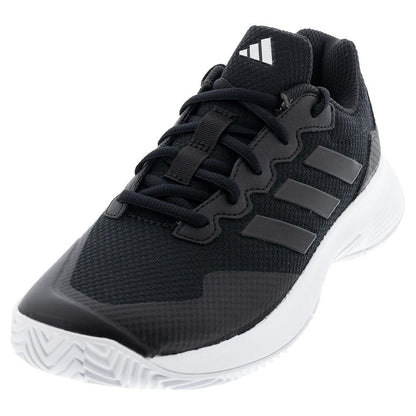 Women's GameCourt 2 Tennis Shoes Black and Silver Metallic Adidas