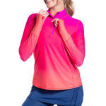 Womens Relaxed Mock Zip Tennis Top Flowers of the Sun Apparel BloqUV