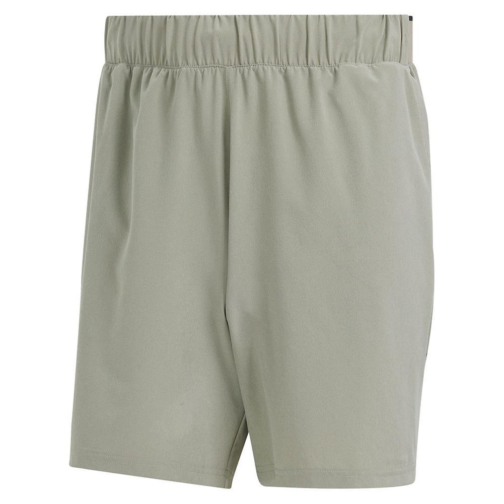 Men's 9 Inch Club Woven Stretch Tennis Shorts SIlver Pebble Adidas