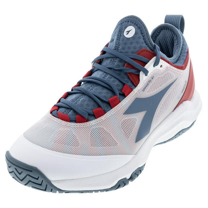 Men's Speed Blushield Fly 4 AG Tennis Shoes White and Oceanview Footwear Diadora