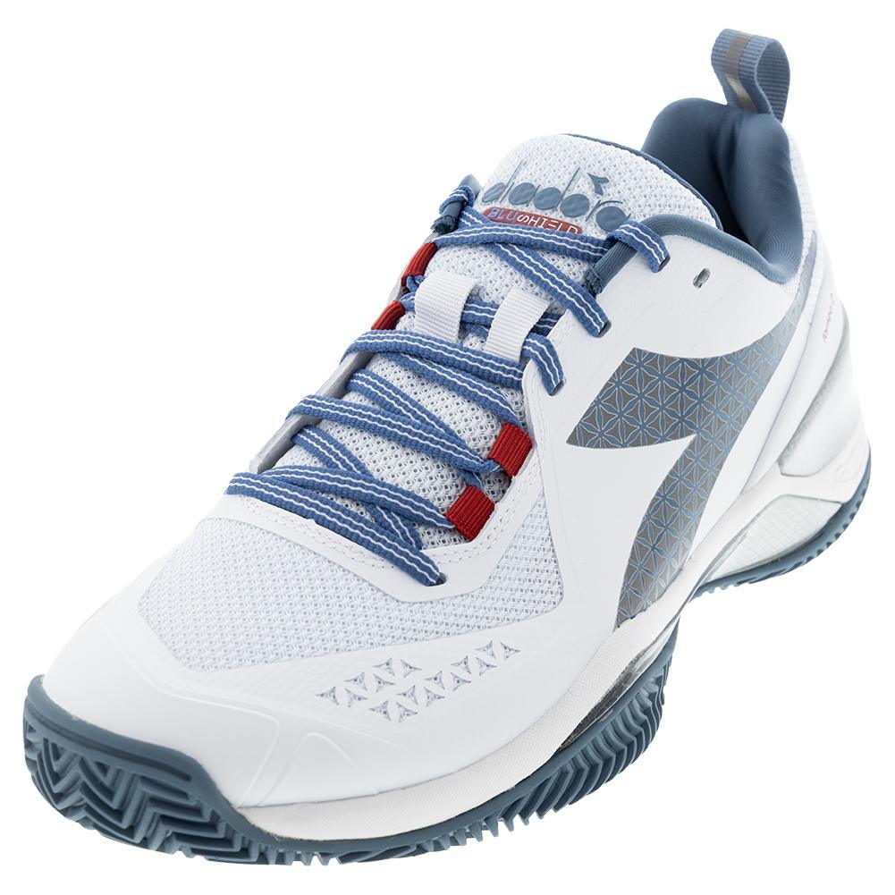 Men's Blushield Torneo 2 Clay Tennis Shoes White and Oceanview Footwear Diadora
