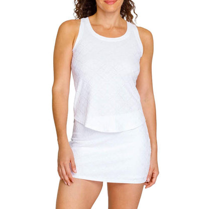 Women's Mia Racerback Tennis Tank Crystal Jacquard Apparel Tail