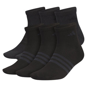 Men`s Superlite 3.0 6 Pack Quarter Tennis Socks Black and Night Grey Adidas
