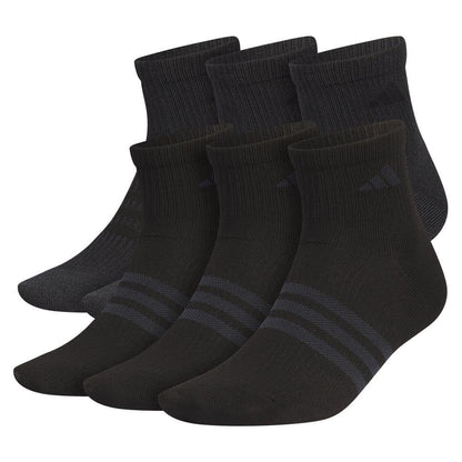 Men`s Superlite 3.0 6 Pack Quarter Tennis Socks Black and Night Grey Adidas