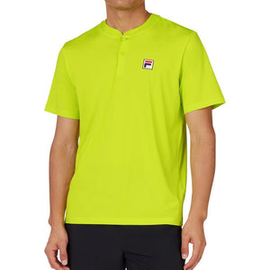 Men's Short Sleeve Tennis Henley Cyber Lime Apparel Fila