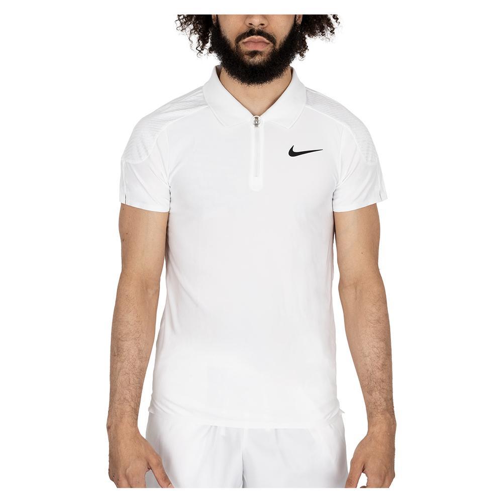 Men's Slam Dri-Fit Advantage Tennis Polo White and Black Apparel Nike
