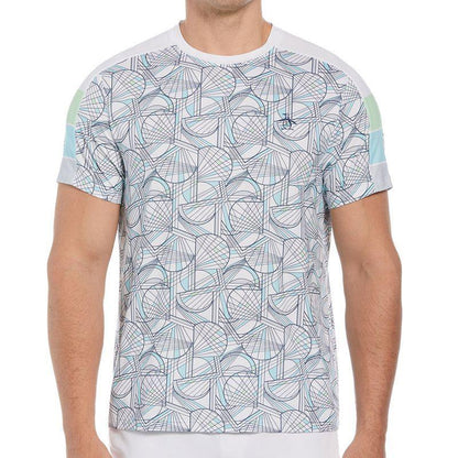 Men's Short Sleeve Performance Racquet Blocked Tennis Crew Bright White Apparel Penguin
