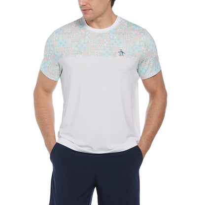 Men's Short Sleeve Performance Checkerboard Block Tennis Crew Apparel Penguin