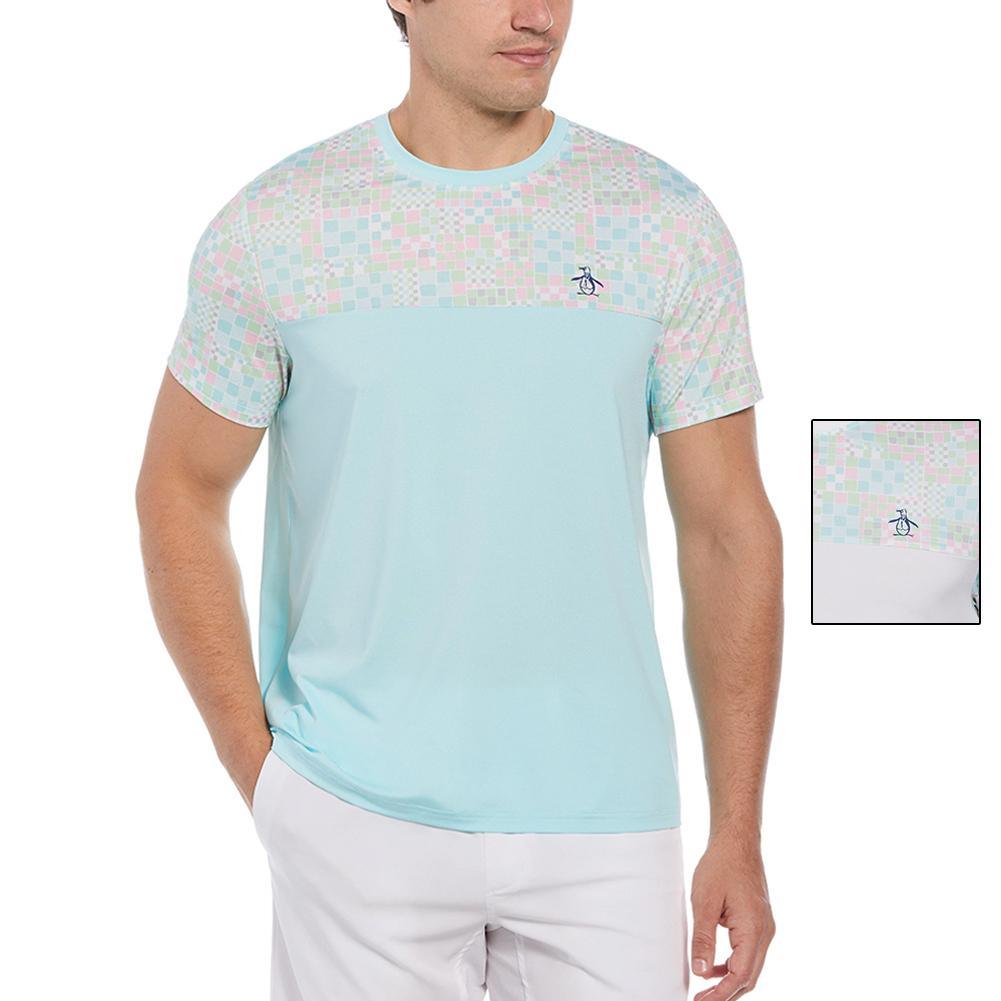 Men's Short Sleeve Performance Checkerboard Block Tennis Crew Apparel Penguin
