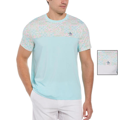 Men's Short Sleeve Performance Checkerboard Block Tennis Crew Apparel Penguin
