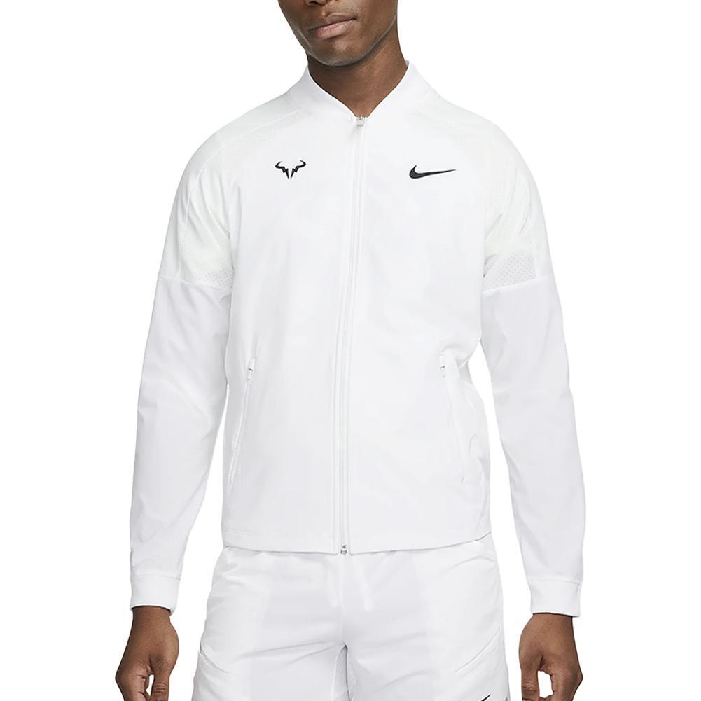 Mens Rafa Dri-Fit Tennis Jacket White and Black Apparel Nike
