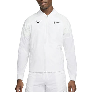 Mens Rafa Dri-Fit Tennis Jacket White and Black Apparel Nike
