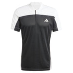 Men's Heat.RDY Freelift Henley Pro Tennis Top Black and White Adidas