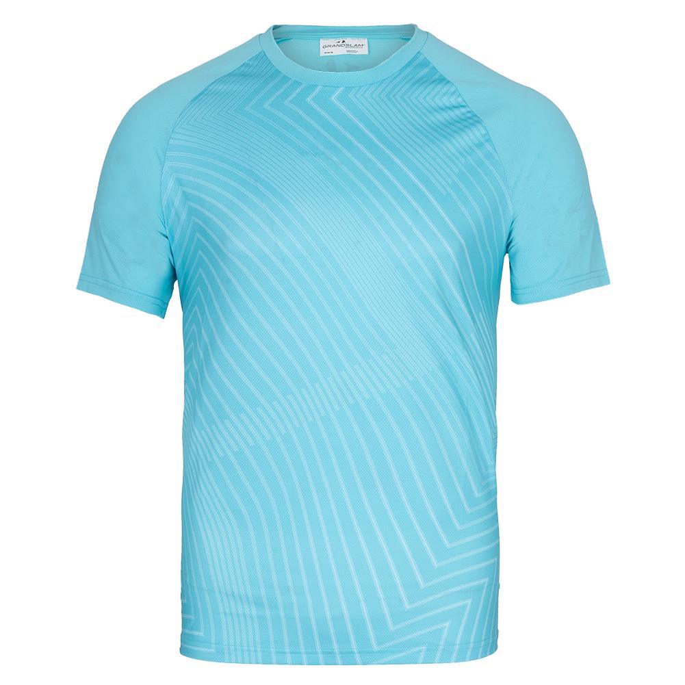 Men's Short Sleeve Linear Ego Printed Tennis Crew Apparel Grand Slam